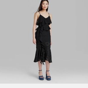 Women's Ruffle Midi Dress - Wild Fable black Medium